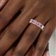 5 - Kerry 6x4 mm Emerald Cut Pink Tourmaline and Diamond Side Gallery Work Eternity Band 