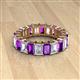 2 - Kerry 6x4 mm Emerald Cut Amethyst and Diamond Side Gallery Work Eternity Band 