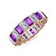 3 - Kerry 6x4 mm Emerald Cut Amethyst and Diamond Side Gallery Work Eternity Band 