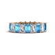 1 - Kerry 6x4 mm Emerald Cut Blue Topaz and Diamond Side Gallery Work Eternity Band 