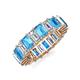 3 - Kerry 6x4 mm Emerald Cut Blue Topaz and Diamond Side Gallery Work Eternity Band 