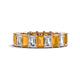 1 - Kerry 6x4 mm Emerald Cut Citrine and Diamond Side Gallery Work Eternity Band 