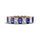 1 - Kerry 6x4 mm Emerald Cut Iolite and Diamond Side Gallery Work Eternity Band 