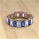 2 - Kerry 6x4 mm Emerald Cut Iolite and Diamond Side Gallery Work Eternity Band 