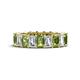 1 - Kerry 6x4 mm Emerald Cut Peridot and Diamond Side Gallery Work Eternity Band 