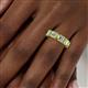 5 - Kerry 6x4 mm Emerald Cut Peridot and Diamond Side Gallery Work Eternity Band 