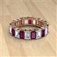 2 - Kerry 6x4 mm Emerald Cut Rhodolite Garnet and Diamond Side Gallery Work Eternity Band 