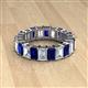 2 - Kerry 6x4 mm Emerald Cut Blue Sapphire and Diamond Side Gallery Work Eternity Band 