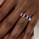5 - Kerry 6x4 mm Emerald Cut Blue Sapphire and Diamond Side Gallery Work Eternity Band 