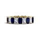 1 - Kerry 6x4 mm Emerald Cut Blue Sapphire and Diamond Side Gallery Work Eternity Band 