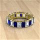 2 - Kerry 6x4 mm Emerald Cut Blue Sapphire and Diamond Side Gallery Work Eternity Band 