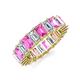 3 - Kerry 6x4 mm Emerald Cut Pink Sapphire and Diamond Side Gallery Work Eternity Band 