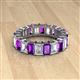 2 - Kerry 6x4 mm Emerald Cut Amethyst and Diamond Side Gallery Work Eternity Band 