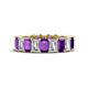 1 - Kerry 6x4 mm Emerald Cut Amethyst and Diamond Side Gallery Work Eternity Band 