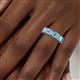 5 - Kerry 6x4 mm Emerald Cut Blue Topaz and Diamond Side Gallery Work Eternity Band 