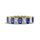 1 - Kerry 6x4 mm Emerald Cut Iolite and Diamond Side Gallery Work Eternity Band 