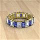 2 - Kerry 6x4 mm Emerald Cut Iolite and Diamond Side Gallery Work Eternity Band 