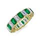 3 - Kerry 6x4 mm Emerald Cut Emerald and Diamond Side Gallery Work Eternity Band 
