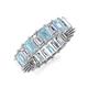 3 - Kerry 6x4 mm Emerald Cut Aquamarine and Diamond Side Gallery Work Eternity Band 