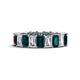 1 - Kerry 6x4 mm Emerald Cut London Blue Topaz and Diamond Side Gallery Work Eternity Band 