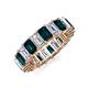 3 - Kerry 6x4 mm Emerald Cut London Blue Topaz and Diamond Side Gallery Work Eternity Band 