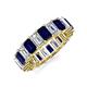 3 - Kerry 6x4 mm Emerald Cut Blue Sapphire and Lab Grown Diamond Side Gallery Work Eternity Band 