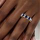 5 - Kerry 6x4 mm Emerald Cut Blue Sapphire and Lab Grown Diamond Side Gallery Work Eternity Band 