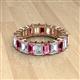 2 - Kerry 6x4 mm Emerald Cut Pink Tourmaline and Lab Grown Diamond Side Gallery Work Eternity Band 