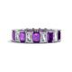 1 - Kerry 6x4 mm Emerald Cut Amethyst and Lab Grown Diamond Side Gallery Work Eternity Band 