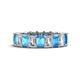 1 - Kerry 6x4 mm Emerald Cut Blue Topaz and Lab Grown Diamond Side Gallery Work Eternity Band 