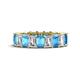 1 - Kerry 6x4 mm Emerald Cut Blue Topaz and Lab Grown Diamond Side Gallery Work Eternity Band 