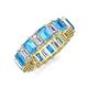 3 - Kerry 6x4 mm Emerald Cut Blue Topaz and Lab Grown Diamond Side Gallery Work Eternity Band 