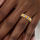 5 - Kerry 6x4 mm Emerald Cut Citrine and Lab Grown Diamond Side Gallery Work Eternity Band 