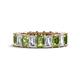 1 - Kerry 6x4 mm Emerald Cut Peridot and Lab Grown Diamond Side Gallery Work Eternity Band 