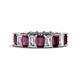1 - Kerry 6x4 mm Emerald Cut Rhodolite Garnet and Lab Grown Diamond Side Gallery Work Eternity Band 