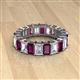 2 - Kerry 6x4 mm Emerald Cut Rhodolite Garnet and Lab Grown Diamond Side Gallery Work Eternity Band 