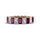 1 - Kerry 6x4 mm Emerald Cut Rhodolite Garnet and Lab Grown Diamond Side Gallery Work Eternity Band 