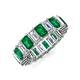 3 - Kerry 6x4 mm Emerald Cut Emerald and Lab Grown Diamond Side Gallery Work Eternity Band 
