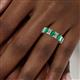 5 - Kerry 6x4 mm Emerald Cut Emerald and Lab Grown Diamond Side Gallery Work Eternity Band 