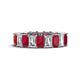 1 - Kerry 6x4 mm Emerald Cut Ruby and Lab Grown Diamond Side Gallery Work Eternity Band 