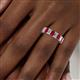 5 - Kerry 6x4 mm Emerald Cut Ruby and Lab Grown Diamond Side Gallery Work Eternity Band 