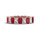 1 - Kerry 6x4 mm Emerald Cut Ruby and Lab Grown Diamond Side Gallery Work Eternity Band 
