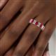 5 - Kerry 6x4 mm Emerald Cut Ruby and Lab Grown Diamond Side Gallery Work Eternity Band 