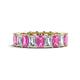 1 - Kerry 6x4 mm Emerald Cut Pink Sapphire and Lab Grown Diamond Side Gallery Work Eternity Band 