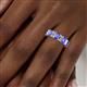5 - Kerry 6x4 mm Emerald Cut Tanzanite and Lab Grown Diamond Side Gallery Work Eternity Band 