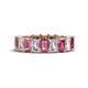 1 - Kerry 6x4 mm Emerald Cut Pink Tourmaline and Lab Grown Diamond Side Gallery Work Eternity Band 