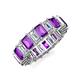 3 - Kerry 6x4 mm Emerald Cut Amethyst and Lab Grown Diamond Side Gallery Work Eternity Band 