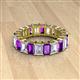 2 - Kerry 6x4 mm Emerald Cut Amethyst and Lab Grown Diamond Side Gallery Work Eternity Band 