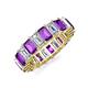 3 - Kerry 6x4 mm Emerald Cut Amethyst and Lab Grown Diamond Side Gallery Work Eternity Band 