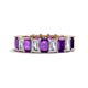 1 - Kerry 6x4 mm Emerald Cut Amethyst and Lab Grown Diamond Side Gallery Work Eternity Band 